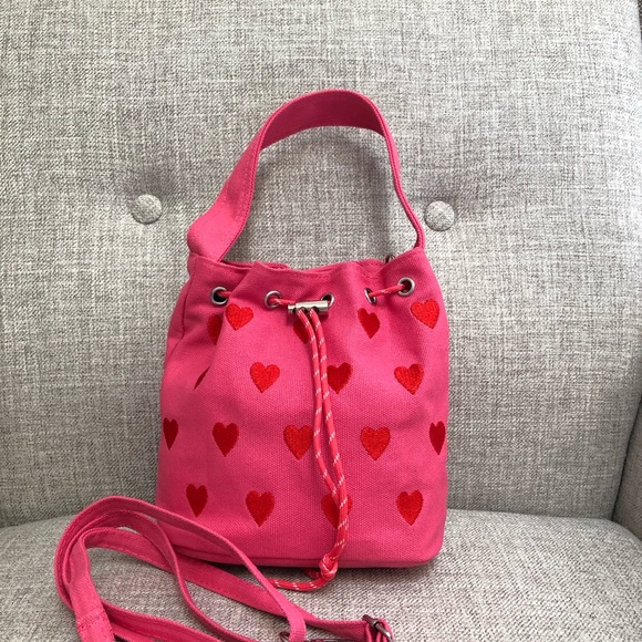 Kawaii Sweet Pink Heart Sharped Small Canvas Bucket Bag - Picture 7 of 9